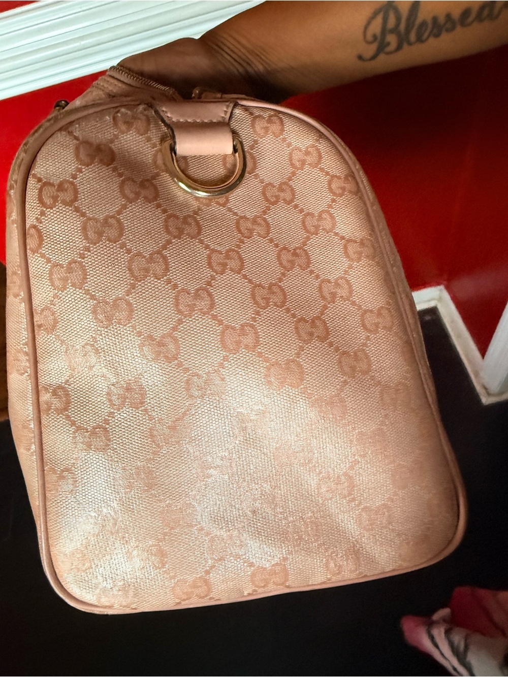 Gucci Blush Pink GG Canvas Top-Handle Satchel - Picture 8 of 12